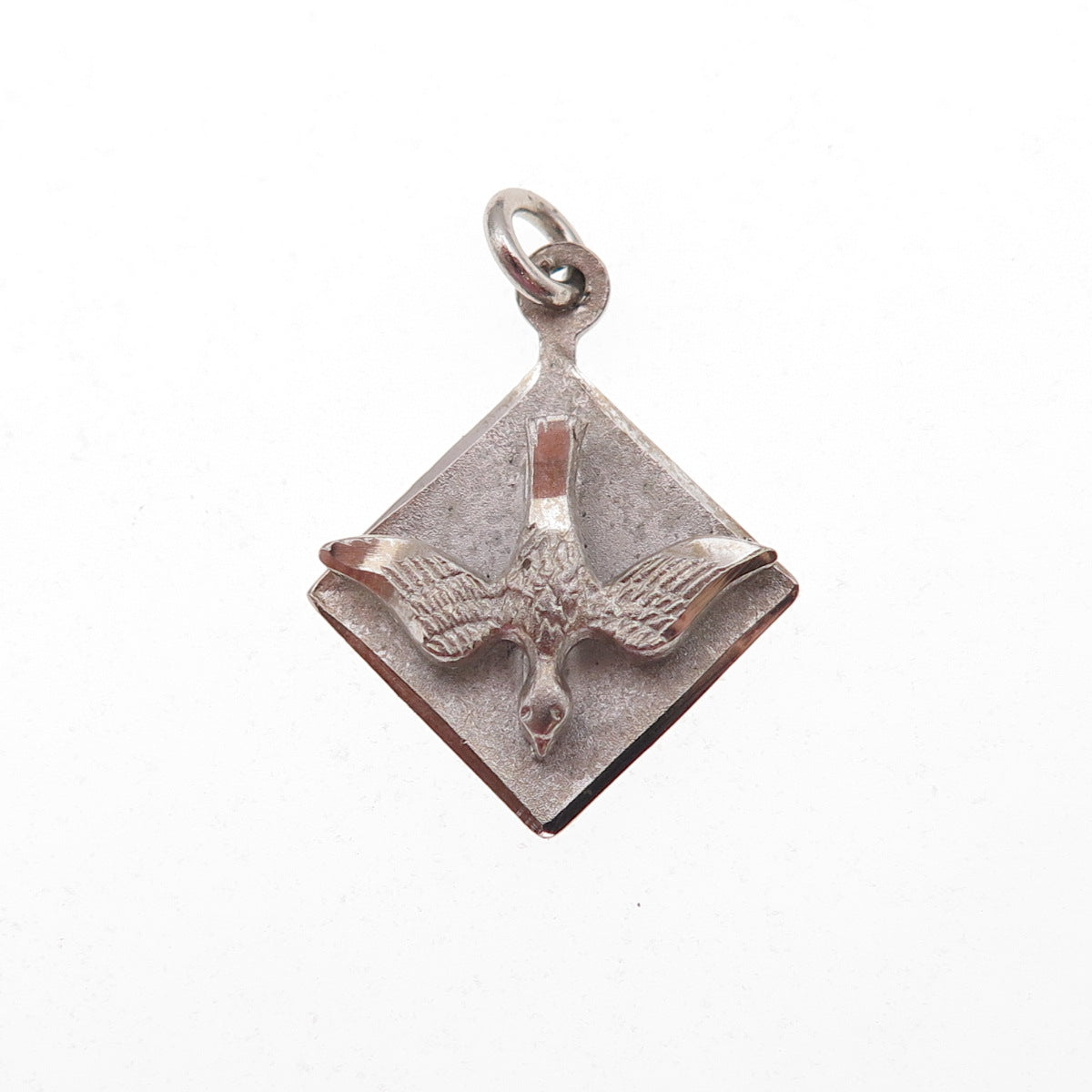 925 Sterling Silver Vintage Holy Spirit Religious Oxidized Charm Pendant