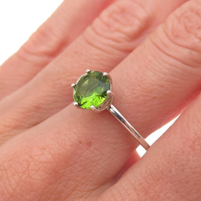 Dazzlers 925 Sterling Silver Real Round-Cut Peridot Ring Size 9
