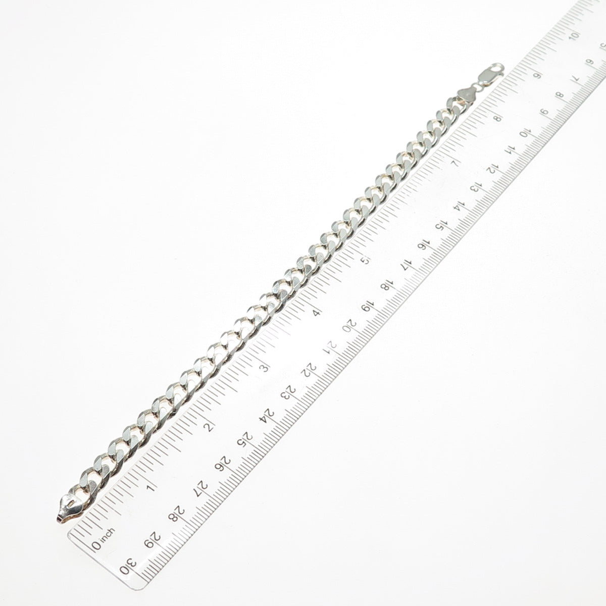 925 Sterling Silver Vintage Italy Curb Link Bracelet 8.5"