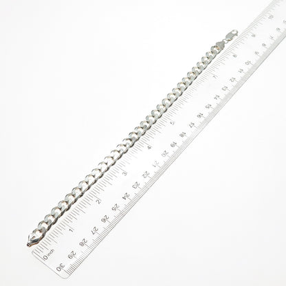 925 Sterling Silver Vintage Italy Curb Link Bracelet 8.5"