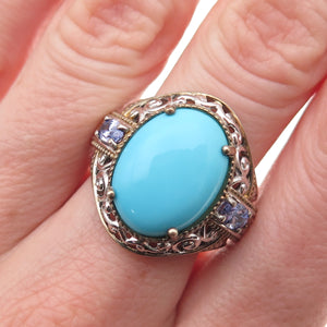 Michael Valitutti Gems En Vogue 925 Sterling Turquoise Tanzanite Ring Size 8.25