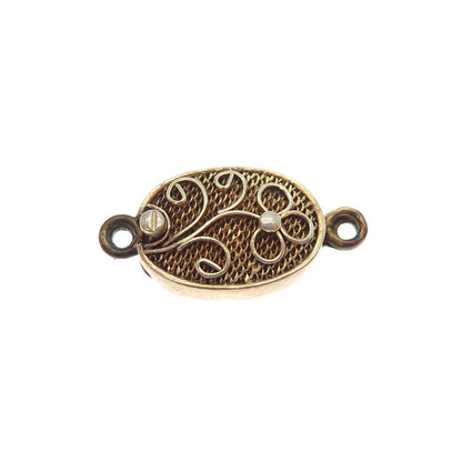 925 Sterling Silver Gold Plated Antique Bracelet / Necklace Flower Box Lock