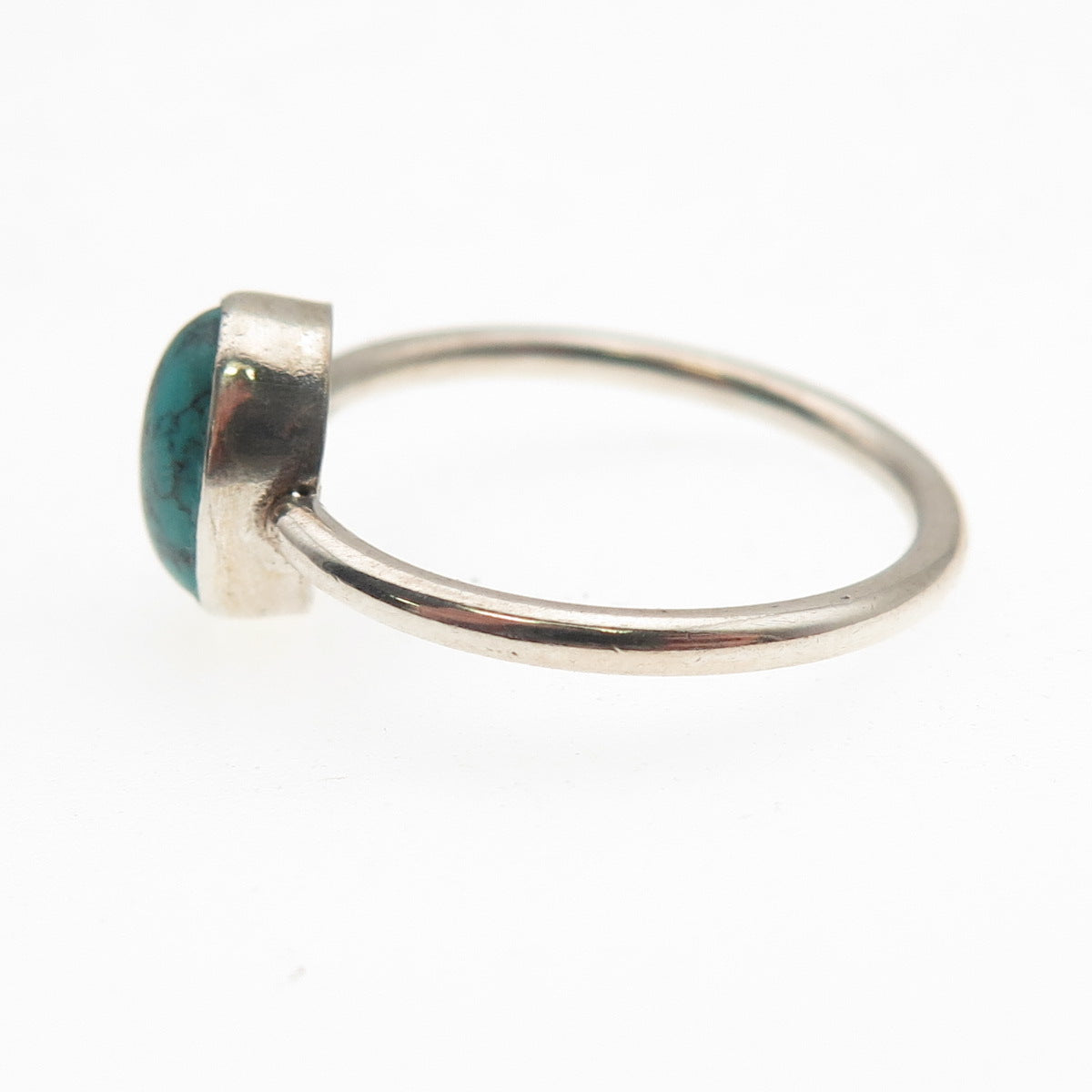 Old Pawn Sterling Silver Vintage Southwestern Kingman Turquoise Ring Size 7.5