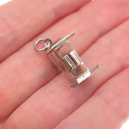 925 Sterling Silver Antique Art Deco Baby Cradle Oxidized 3D Charm Pendant