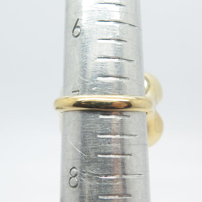 925 Sterling Silver Gold Plated Pave C Z Wide Ring Size 7.25