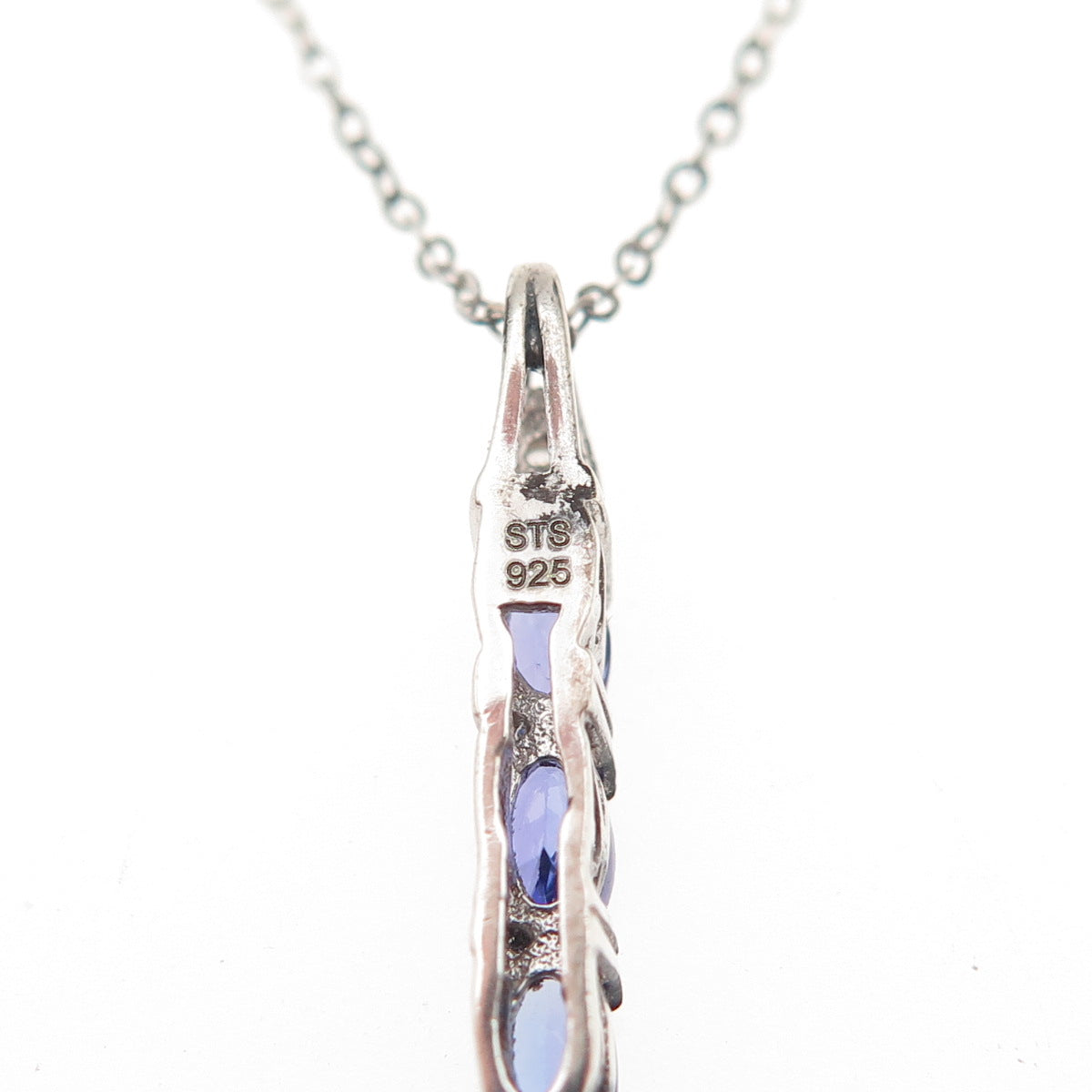 Chuck Clemency 925 Sterling Silver Real Tanzanite White Topaz Chain Necklace 20"