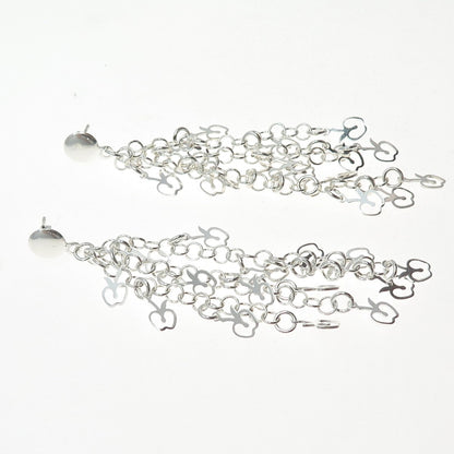 925 Sterling Silver Vintage Adam's Apple Tassel Dangle Earrings