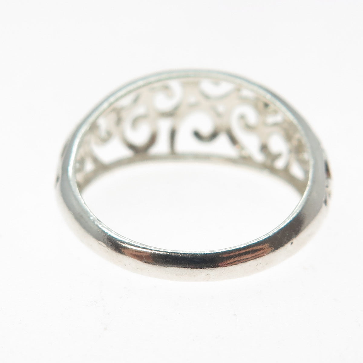 NEVADA 925 Sterling Silver Vintage Spiral Scroll Dome Ring Size 9.5
