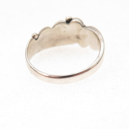 925 Sterling Silver Vintage Modernist Wavy Oxidized Ring Size 6.75