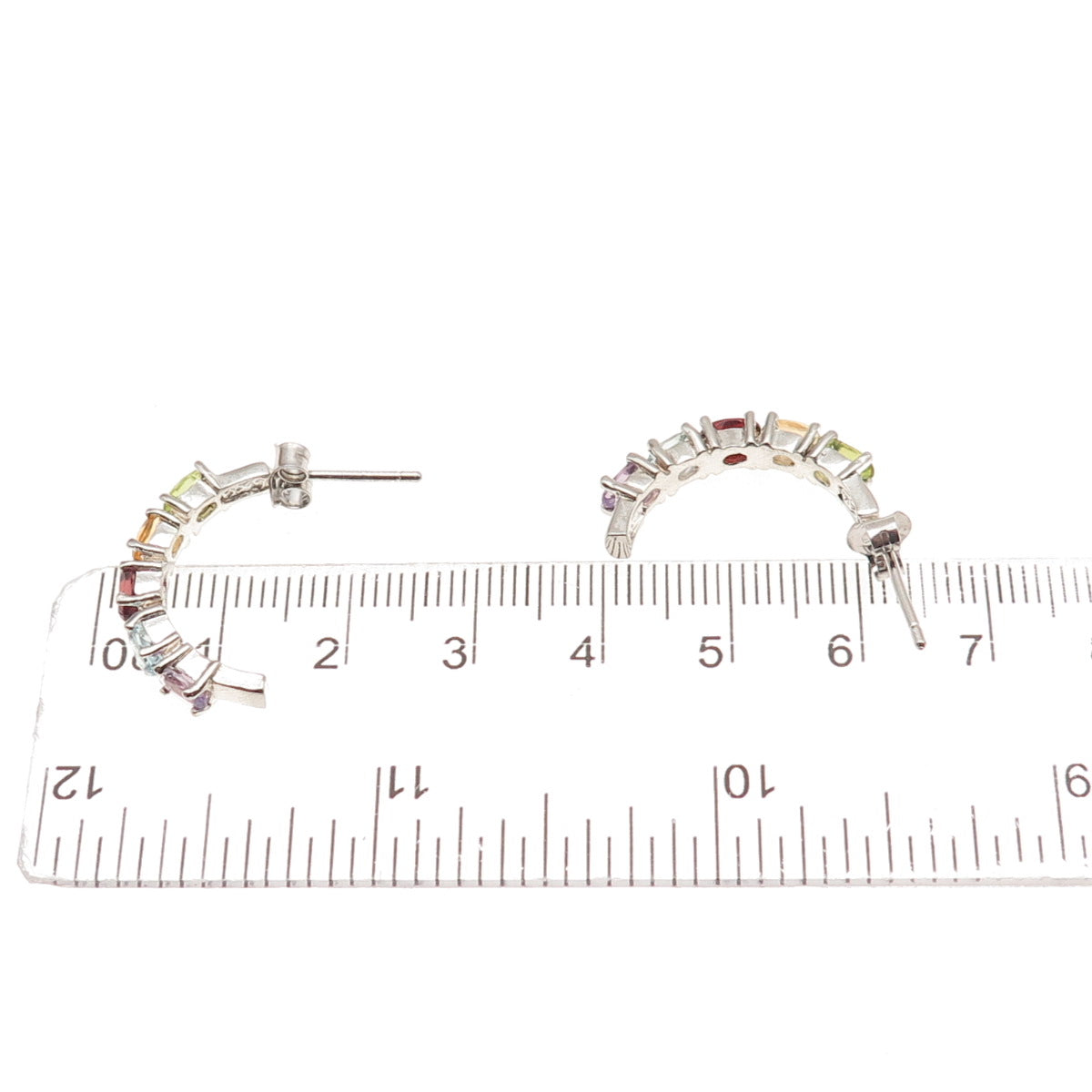 Ken Crafts 925 Sterling Vintage Topaz Amethyst Garnet Citrine & Peridot Earrings