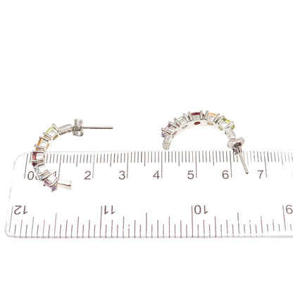 Ken Crafts 925 Sterling Vintage Topaz Amethyst Garnet Citrine & Peridot Earrings