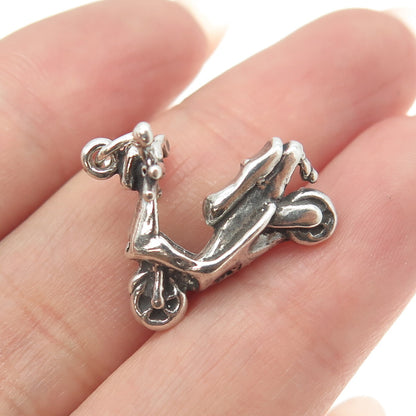 SUN WEST 925 Sterling Silver Vintage Scooter 3D Charm Pendant