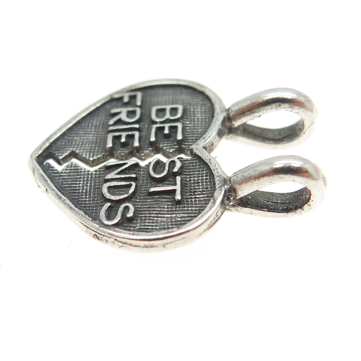 925 Sterling Silver Vintage "Best Friends" Torn Heart Pendant