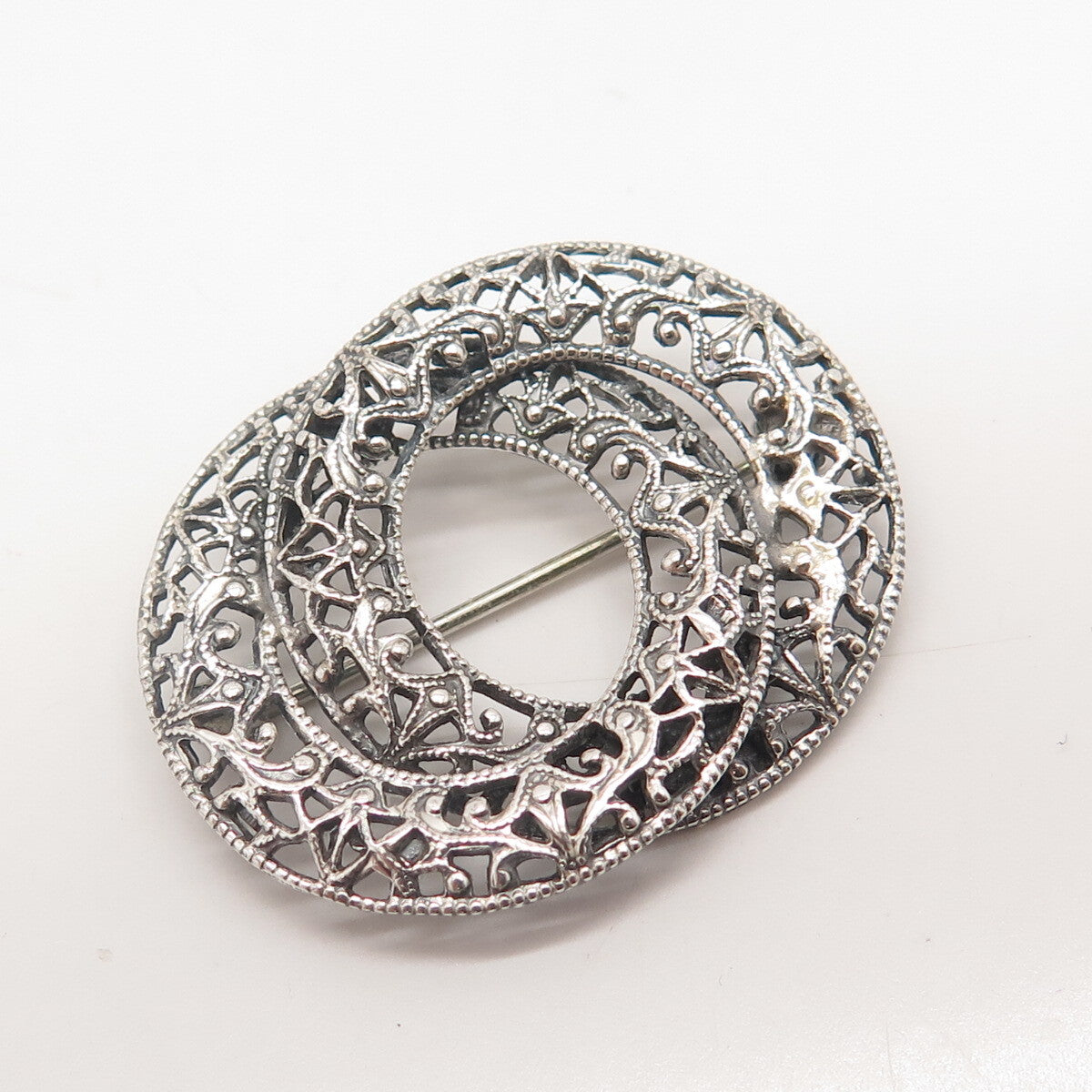 925 Sterling Silver Vintage Jewelart Ornate Pin Brooch