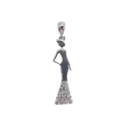 925 Sterling Silver Round-Cut C Z Lady Gala Dress Minimalist Charm Pendant