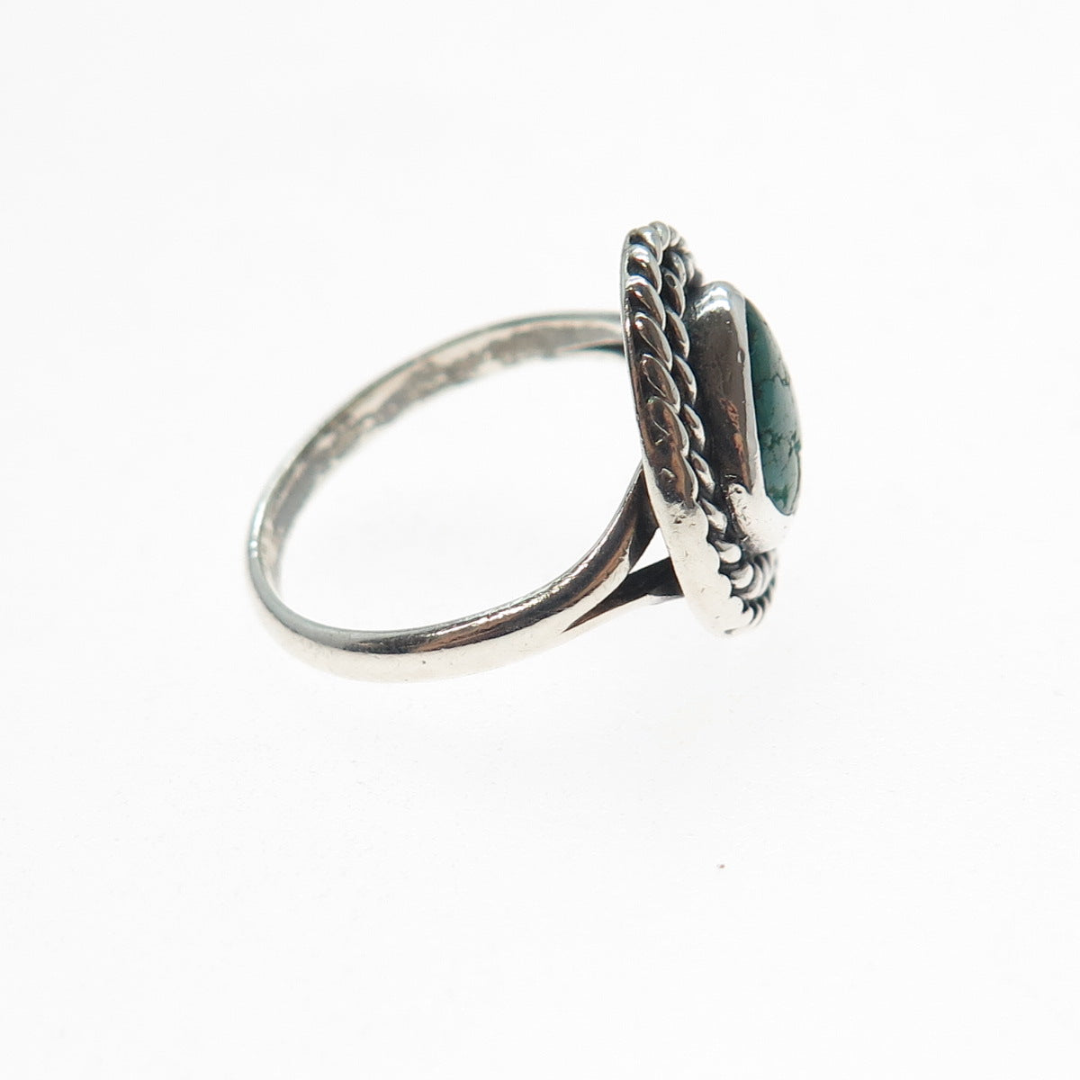 Old Pawn Sterling Silver Vintage Southwestern Kingman Turquoise Ring Size 6.5