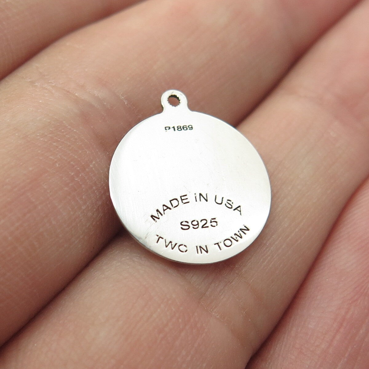 925 Sterling Silver USA Two In Town Stork Charm Pendant