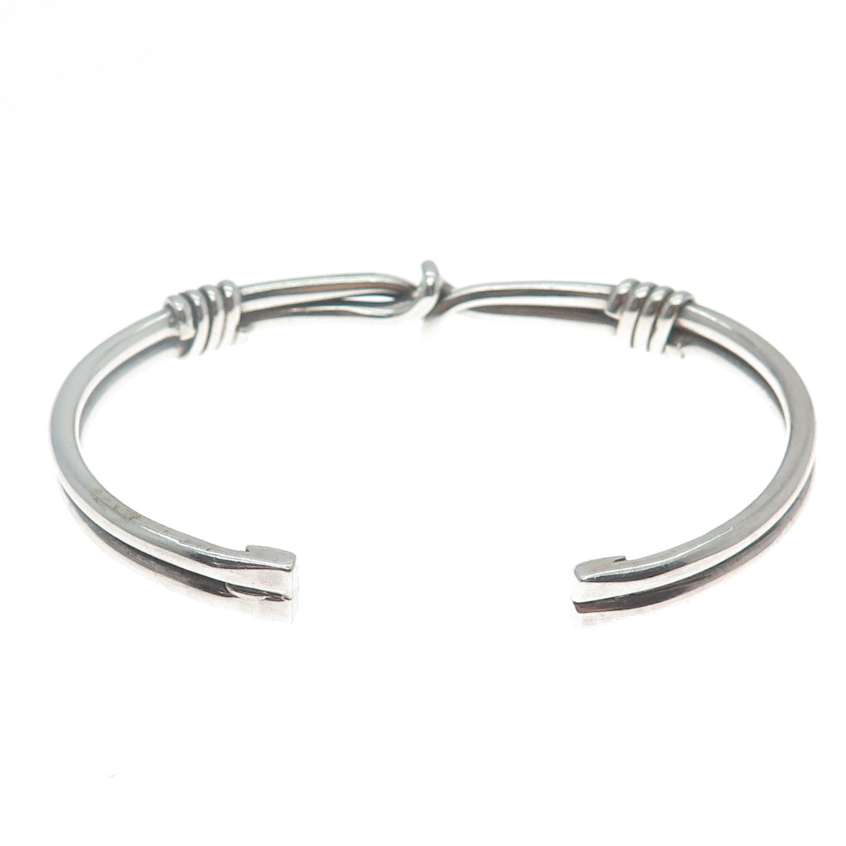 925 Sterling Silver Vintage Mexico Love Touch Adjustable Cuff Bracelet 5.75"
