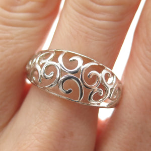 NEVADA 925 Sterling Silver Vintage Spiral Scroll Dome Ring Size 9.5