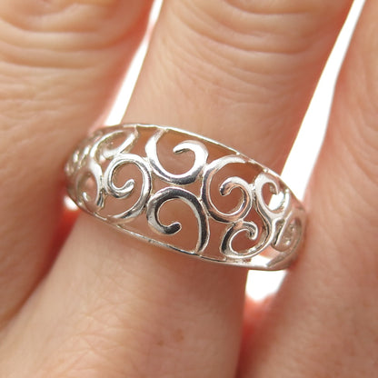 NEVADA 925 Sterling Silver Vintage Spiral Scroll Dome Ring Size 9.5