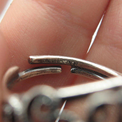 925 Sterling Silver Vintage Beau Swirl Heart Adjustable Ring Size 6