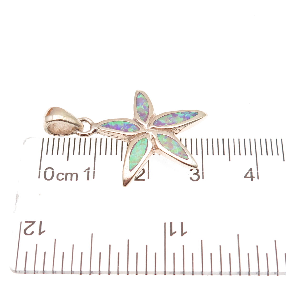 925 Sterling Silver Real Opal Star Floral Charm Pendant