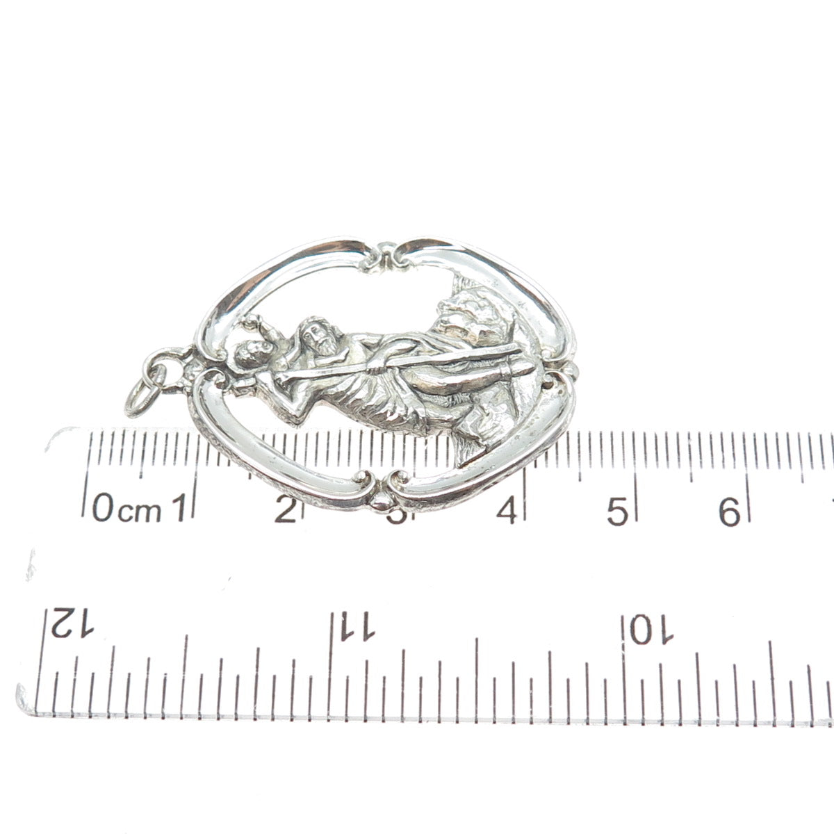 CREED Sterling Silver Antique Art Deco St. Christopher Religious Charm Pendant