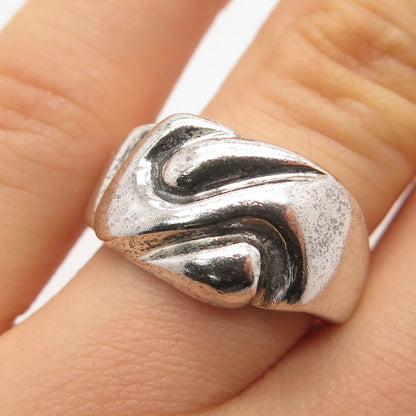925 Sterling Silver Vintage Ribbed Ring Size 7.75