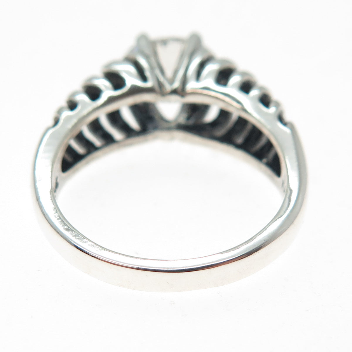 KABANA Sterling Silver Vintage Oval-Cut C Z Modernist Oxidized Ring Size 10.25