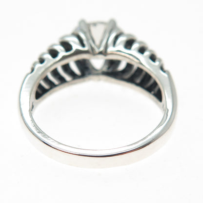 KABANA Sterling Silver Vintage Oval-Cut C Z Modernist Oxidized Ring Size 10.25
