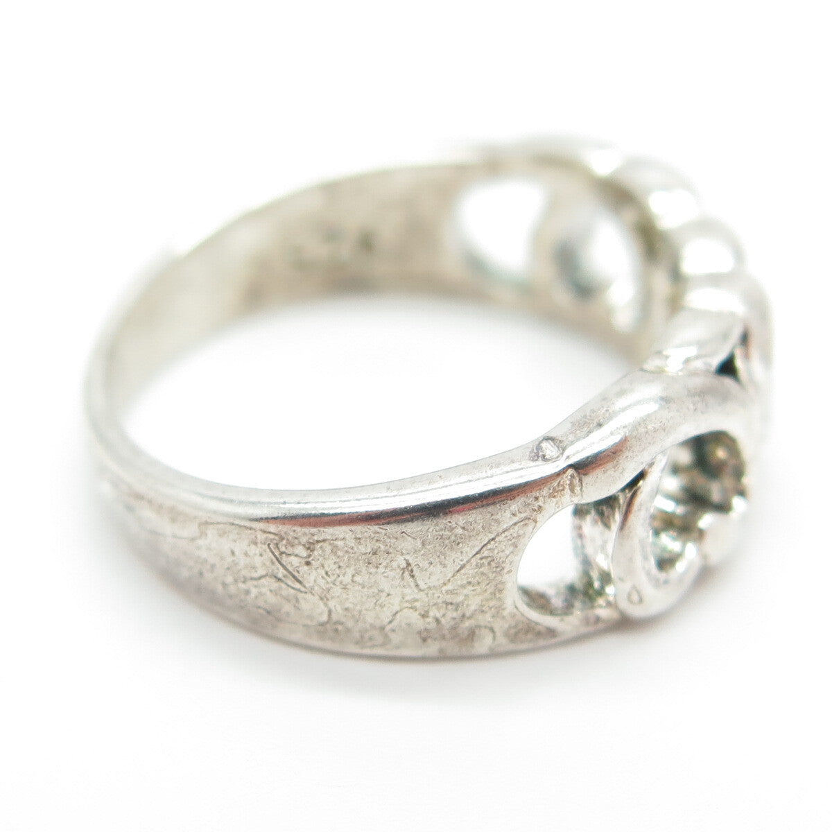 925 Sterling Silver Vintage Loving Heart Ring Size 7.25