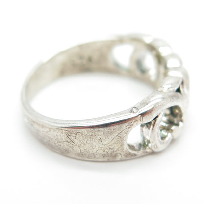925 Sterling Silver Vintage Loving Heart Ring Size 7.25