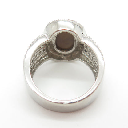 ESPO Joseph Esposito 925 Sterling Silver Real Tiger Eye & C Z Ring Size 6.25