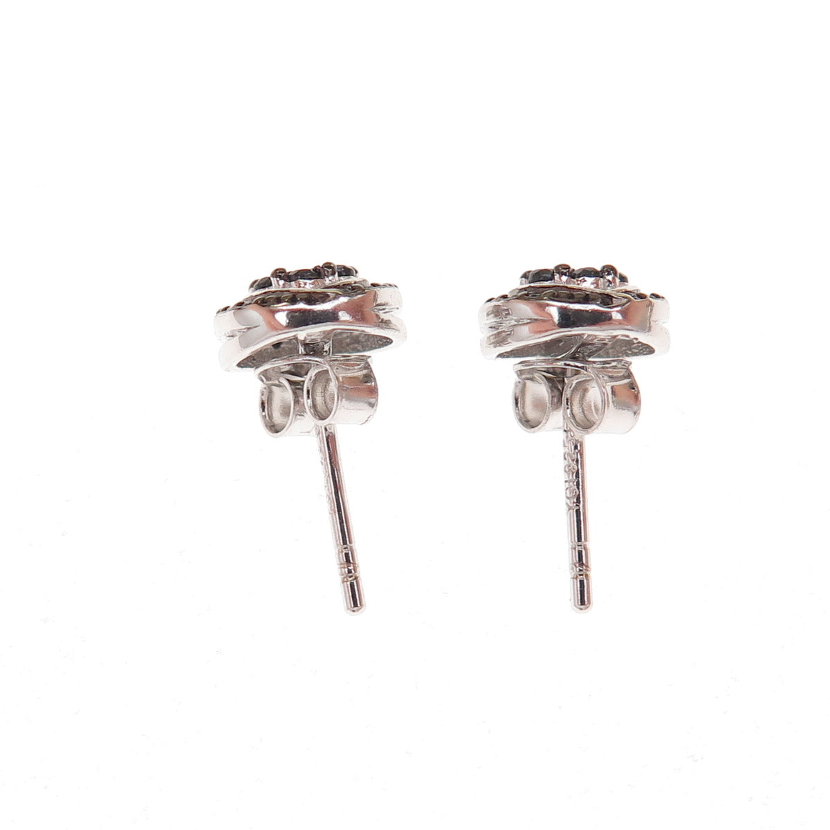 925 Sterling Silver Real Round-Cut Black Spinel Stud Earrings