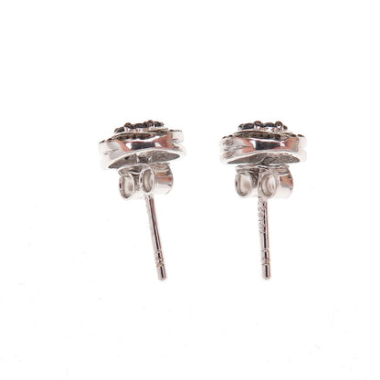 925 Sterling Silver Real Round-Cut Black Spinel Stud Earrings