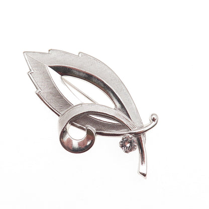 Marvel Jewelry 925 Sterling Silver Antique Art Deco Rhinestone Floral Pin Brooch