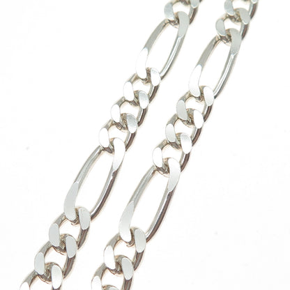 925 Sterling Silver Vintage Italy Figaro Chain Necklace 20"