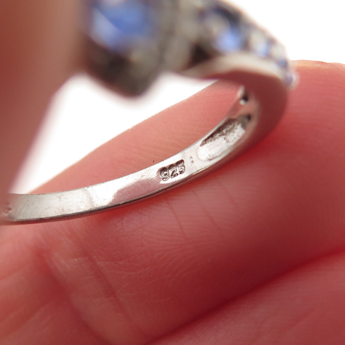 Chuck Clemency 925 Sterling Silver Real Tanzanite & White Topaz Ring Size 8.25