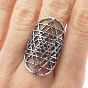925 Sterling Silver Vintage Star of David Oxidized Ring Size 8