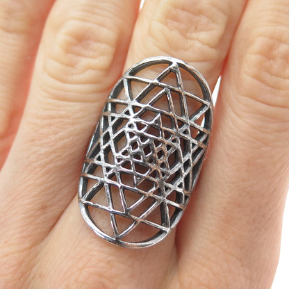 925 Sterling Silver Vintage Star of David Oxidized Ring Size 8