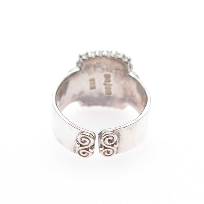 SAJEN 925 Sterling Silver Vintage Real Turquoise Spiral Adjustable Ring Size 6