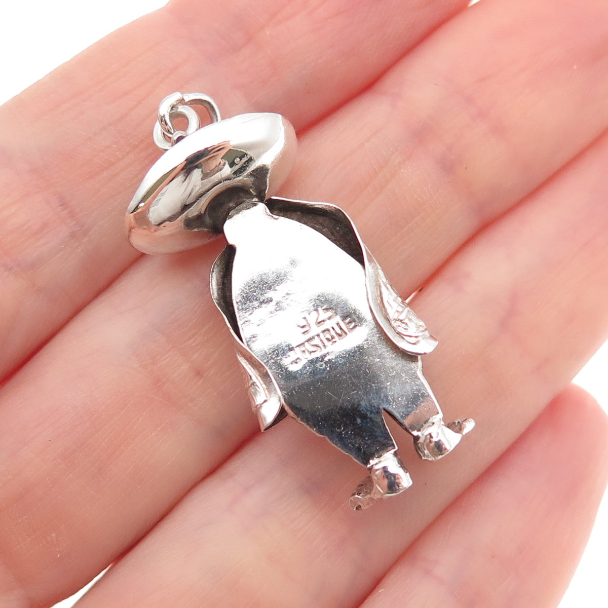 Casique 925 Sterling Silver Vintage Man in Poncho & Sombrero Hat Charm Pendant