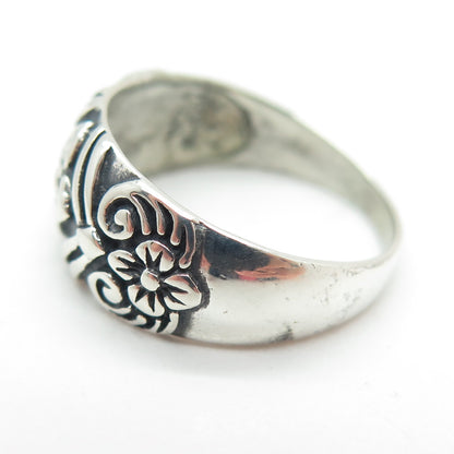 CHARLES WINSTON 925 Sterling Silver Vintage Flower Oxidized Ring Size 7.75