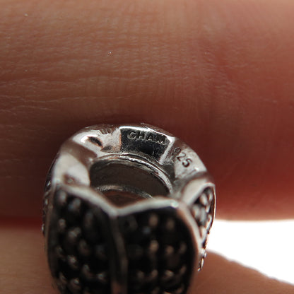 CHAMILIA 925 Sterling Silver Real Round-Cut Black Spinel Slide Bead Charm