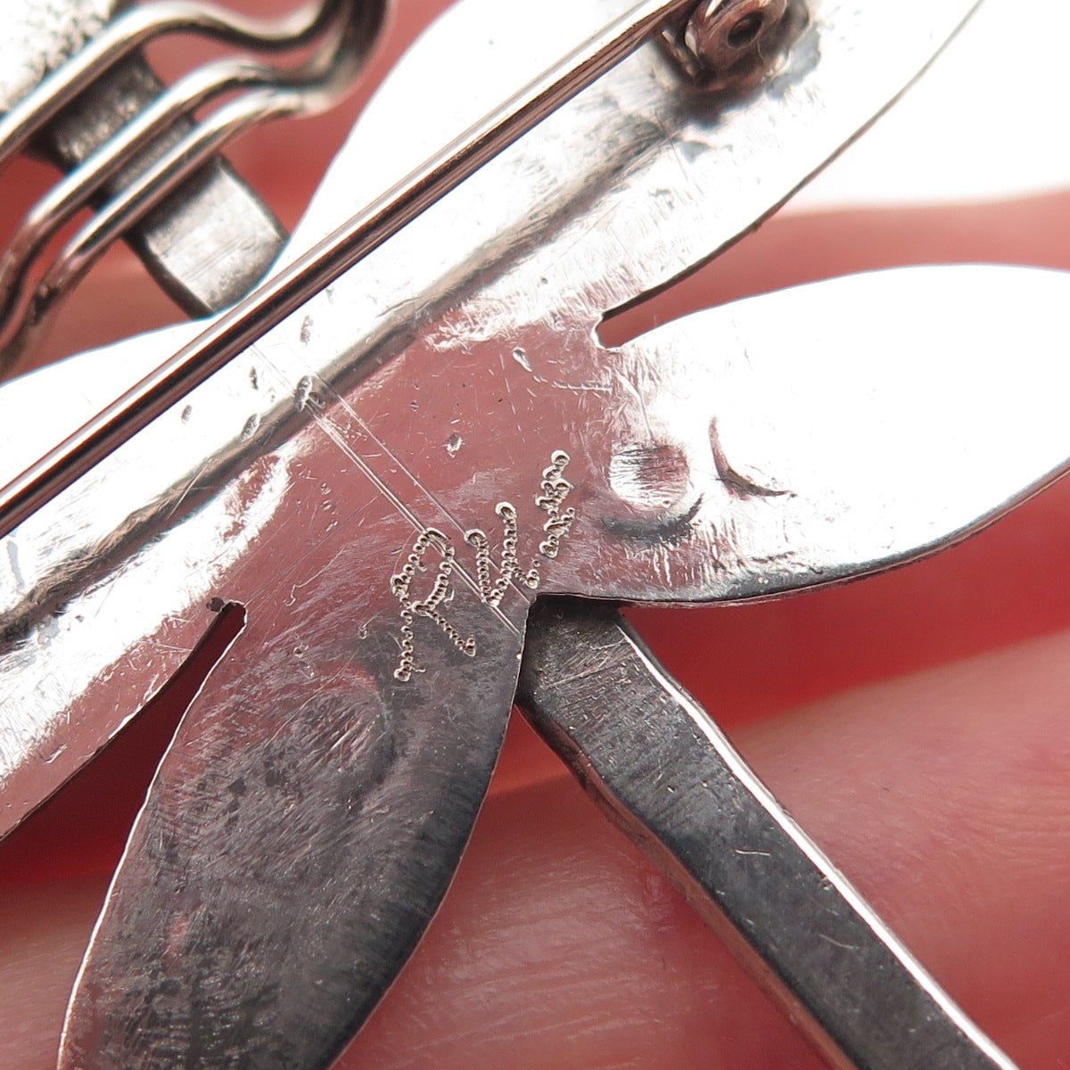 RUF Navajo Old Pawn 925 Sterling Vintage Turquoise Dragonfly Oxidized Pin Brooch