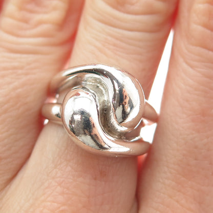 925 Sterling Silver Vintage Modernist Yin Yang Ring Size 6.5