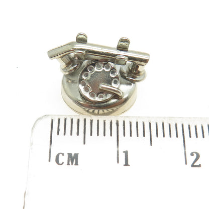 925 Sterling Silver Antique Art Deco "I Love You" Rotary Telephone Pendant