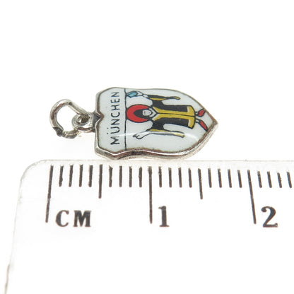 FRITZ REU & CO 800 Silver Antique Enamel Munich Germany Minimalist Charm Pendant