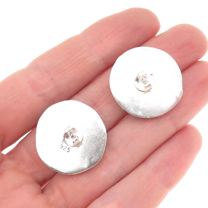 Benjamin James Navajo Old Pawn Sterling Silver Vintage Abalone Shell Earrings