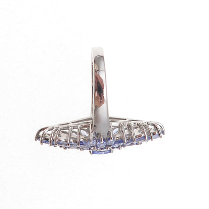 D'Joy 925 Sterling Silver Real Marquise-Cut Tanzanite Ring Size 8.25